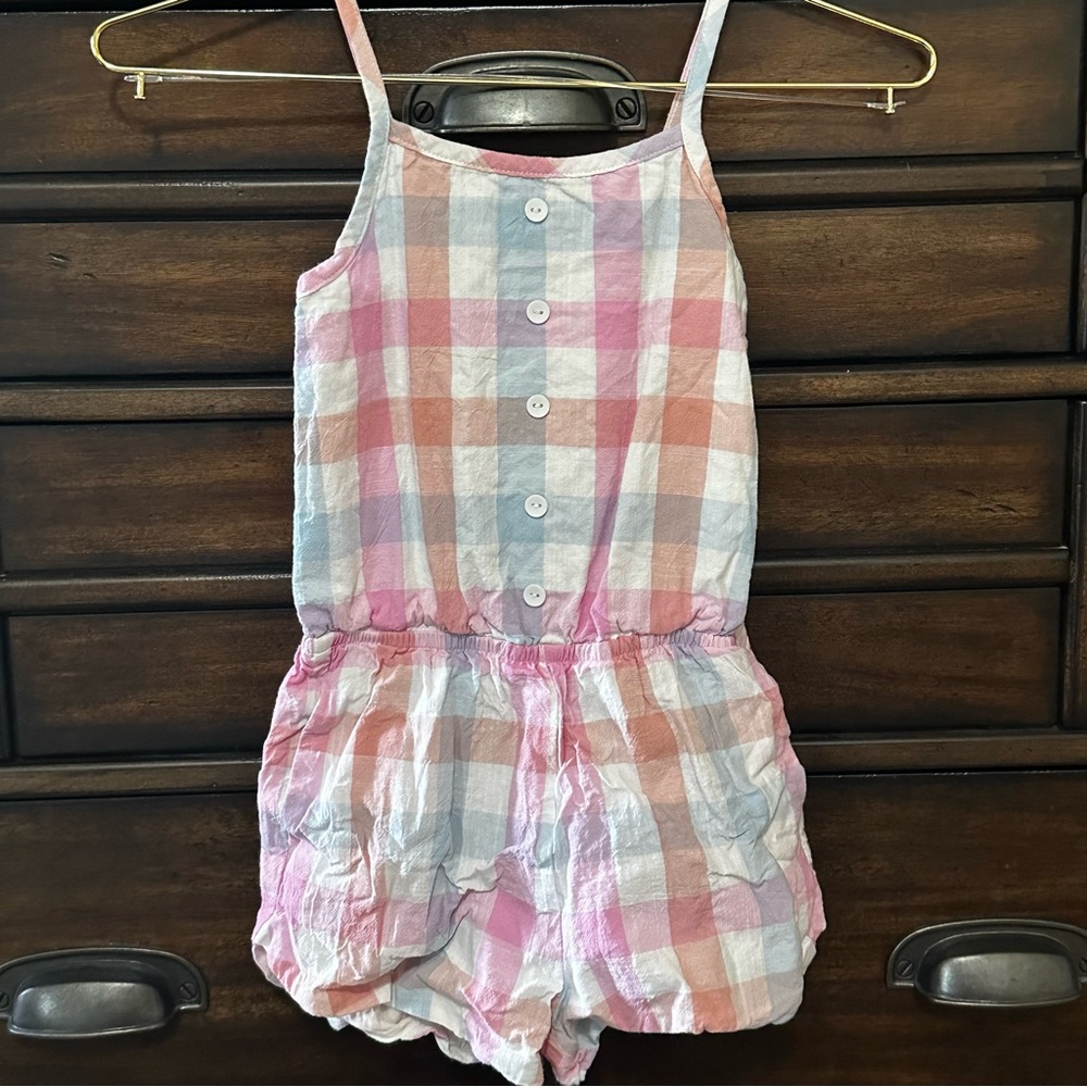Kids Plaid Romper - Pink, Blue, and White